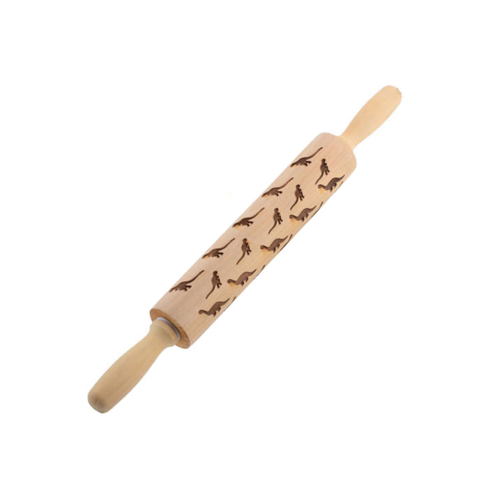 Lovely Dinosaur Deer Dog Heart Wood Engraved Dough Rolling Pin Kitchen Tool freeshipping - Etreasurs