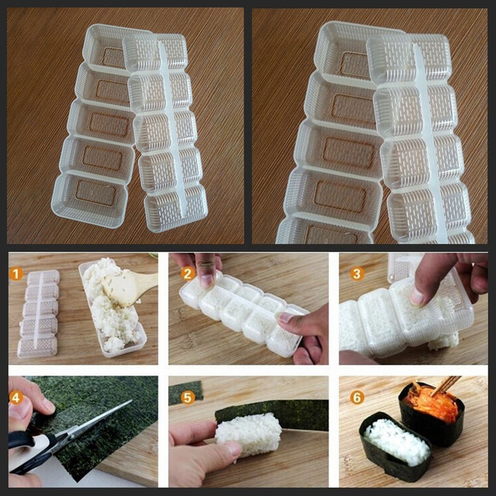 5 Grids Sushi Maker Nori Rice Ball Roll Mold DIY Onigiri Bento Kitchen Tool freeshipping - Etreasurs