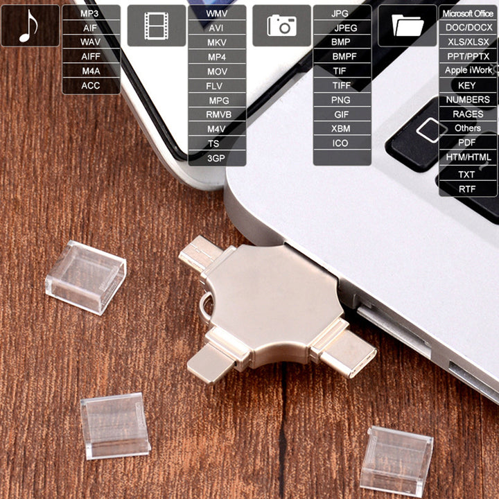 4-in-1 High Speed USB3.0 Flash Drive Memory Disk for iPhone Android Type-C PC freeshipping - Etreasurs