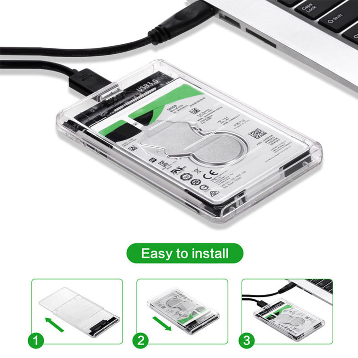 Transparent 2.5 Inch SATA to USB3.0 Mobile HDD SSD Case Box External Enclosure freeshipping - Etreasurs