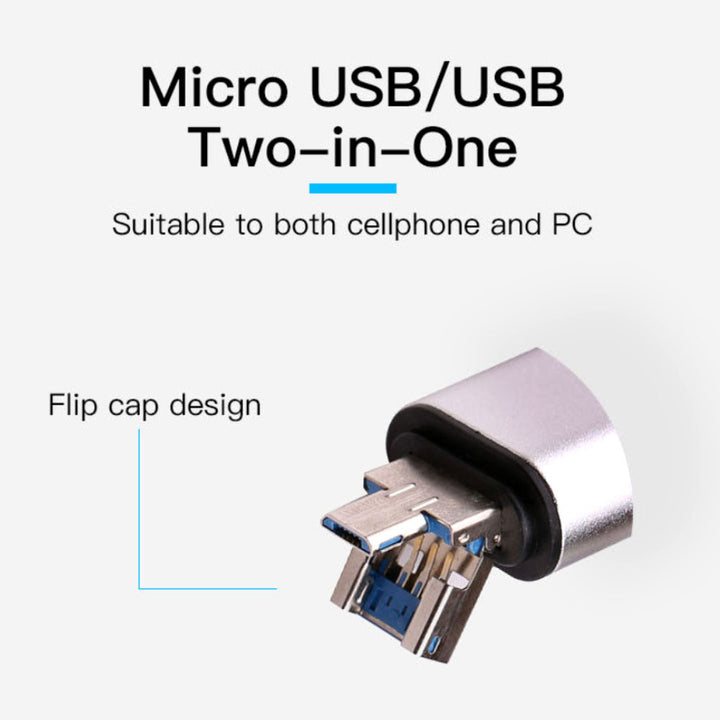 5-in-1 Flip Cap OTG Micro USB 3.1 Type-C TF SD Card Reader for Android Phone freeshipping - Etreasurs
