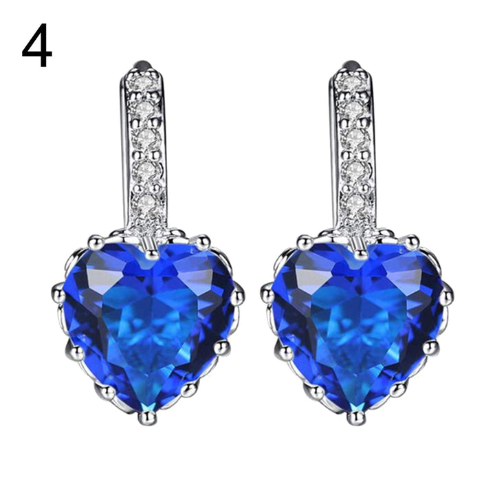 Romantic Heart Shape Cubic Zirconia Inlaid Huggie Earrings Valentine Day Gift freeshipping - Etreasurs