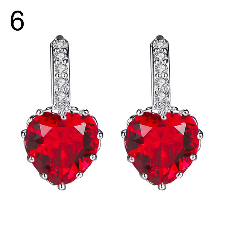 Romantic Heart Shape Cubic Zirconia Inlaid Huggie Earrings Valentine Day Gift freeshipping - Etreasurs