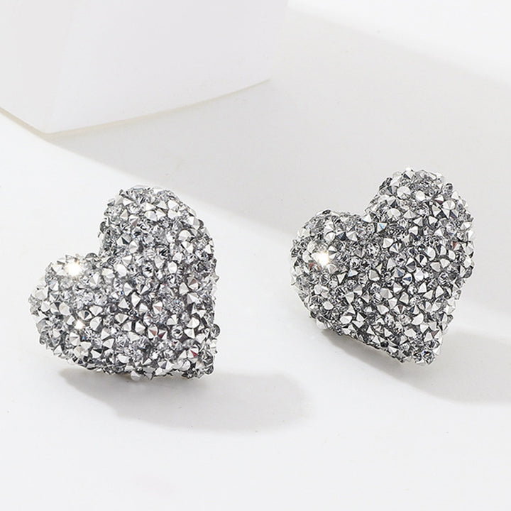 Romantic Heart Shape Full Rhinestone Inlaid Stud Earrings Valentine Day Gift freeshipping - Etreasurs