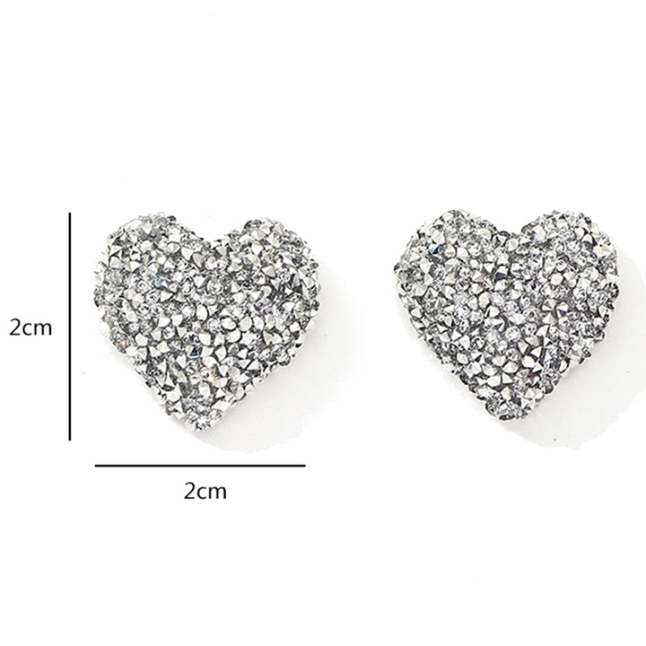 Romantic Heart Shape Full Rhinestone Inlaid Stud Earrings Valentine Day Gift freeshipping - Etreasurs