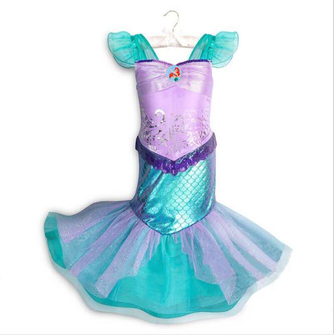 Girl Little Mermaid Fancy Dress Up Kids Photography Tulle Ariel Cosplay Princess Costume Girls Christmas Party Long Gown freeshipping - Etreasurs