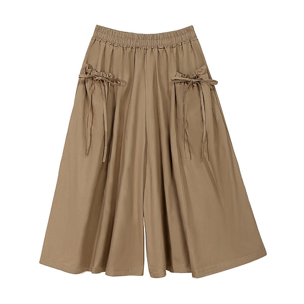 High Waist Khaki Black Pleated Bow Wide Leg Trousers New Loose Fit Pants Women Fashion Tide Spring Summer freeshipping - Etreasurs