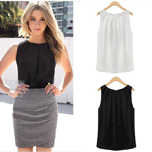 Women Fashion Sexy Summer Casual Chiffon Vest Tank Top Sleeveless T-shirt freeshipping - Etreasurs