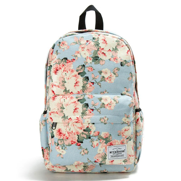 White Flower Women Backpack Junior High School Student Bookbags Outdoor Casual Bags Durable Waterproof Satchel freeshipping - Etreasurs