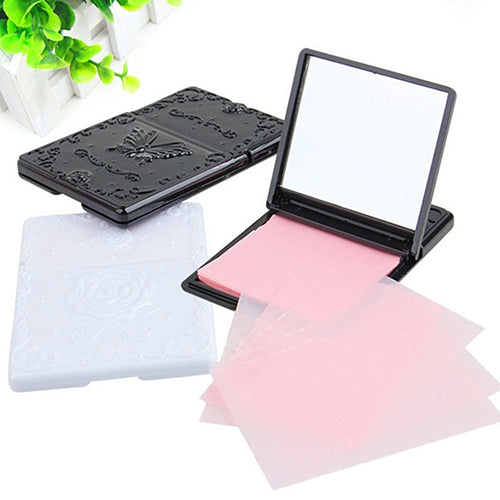 50Sheets Women's Face Oil Absorbing Paper with Mirror Case Makeup Beauty Tool freeshipping - Etreasurs