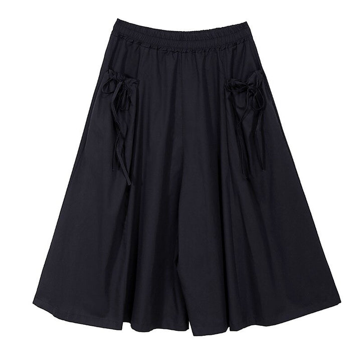 High Waist Khaki Black Pleated Bow Wide Leg Trousers New Loose Fit Pants Women Fashion Tide Spring Summer freeshipping - Etreasurs