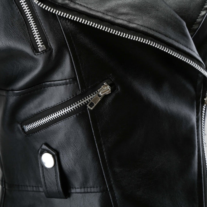 Women's PU Leather Long-sleeved Jacket Swallowtail Wind Ruffled Leather Clothing freeshipping - Etreasurs