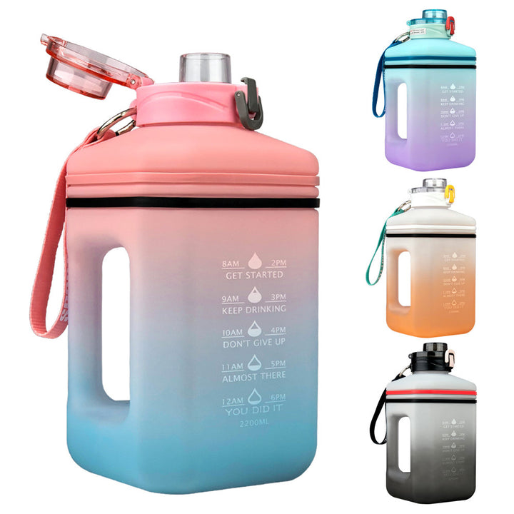 2.2L Water Bottle Heat-Resistant Drop-Resistant Frosted Gradient Sports Fitness Space Cup Water Bottle Bucket freeshipping - Etreasurs