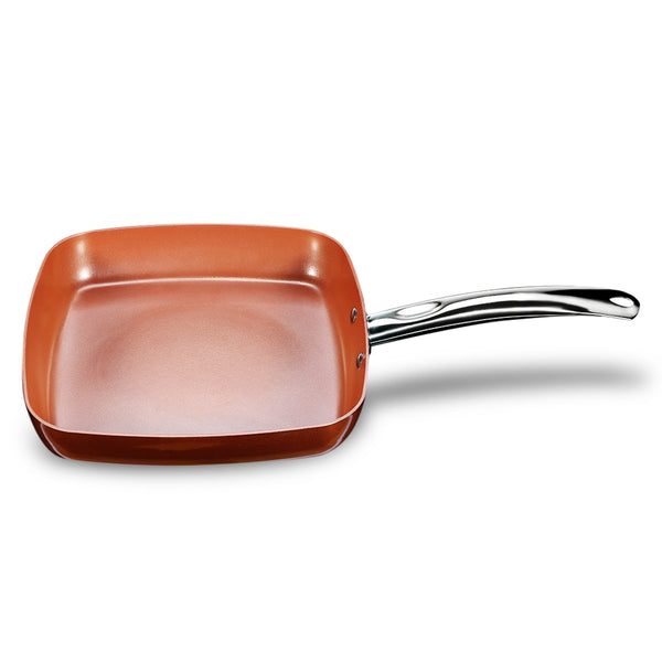 Non-stick Copper Square Frying Pan Skillet with Ceramic Coating Oven Dishwasher Safe freeshipping - Etreasurs