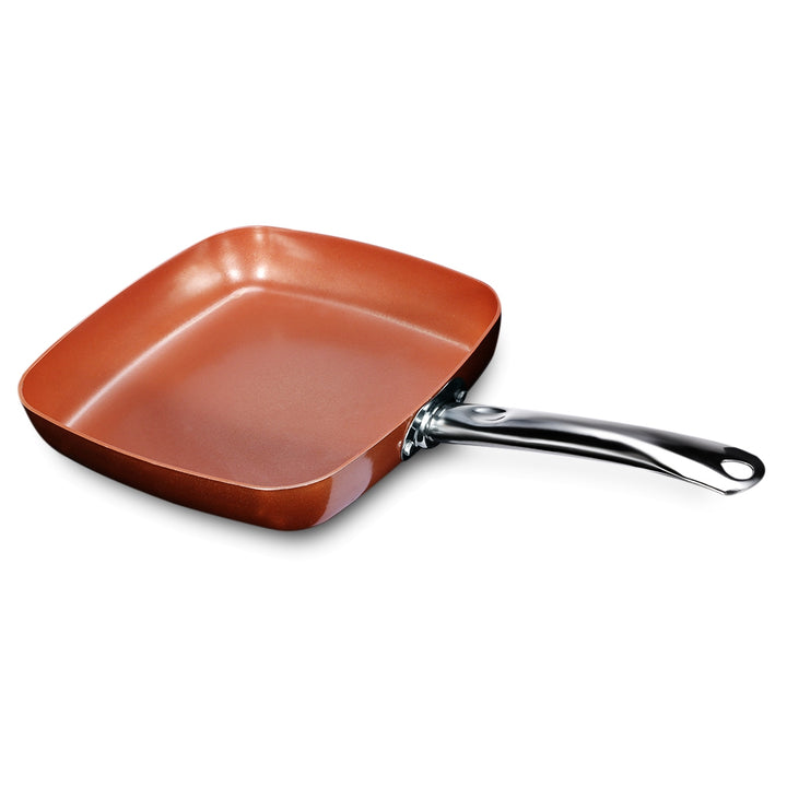 Non-stick Copper Square Frying Pan Skillet with Ceramic Coating Oven Dishwasher Safe freeshipping - Etreasurs
