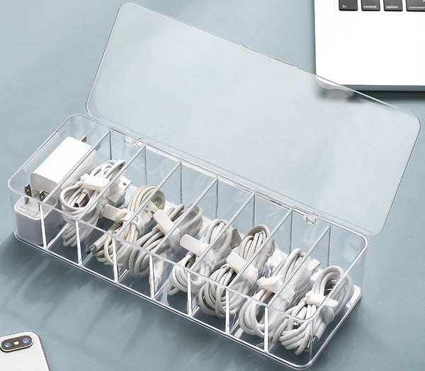 Desktop Data Charging Cable Earphone Storage Box Transparent Multi-Function Drawer Sorting Compartment Storage Box Dust-Proof Storage freeshipping - Etreasurs