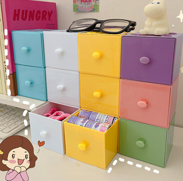 Candy Colored Building Block Storage Box Can Be Stacked Desktop Drawer Combination Dormitory Sundries Storage Box Storage Small Box