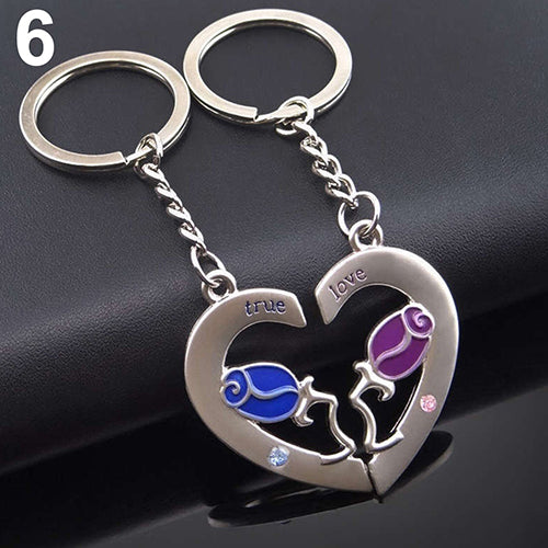 Couple Lovers Heart Key Chain Ring Casual Trinket Jewelry Valentine's Day Wedding Gift freeshipping - Etreasurs