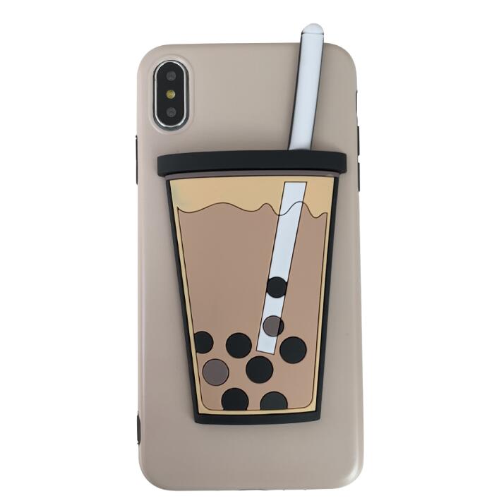 For iPhone 7 Plus X XR XS Max Case Funny Milk Bubble Tea Drink Bottle Pattern Phone Case For iPhone 8 6 Plus Soft Silicone Cover freeshipping - Etreasurs