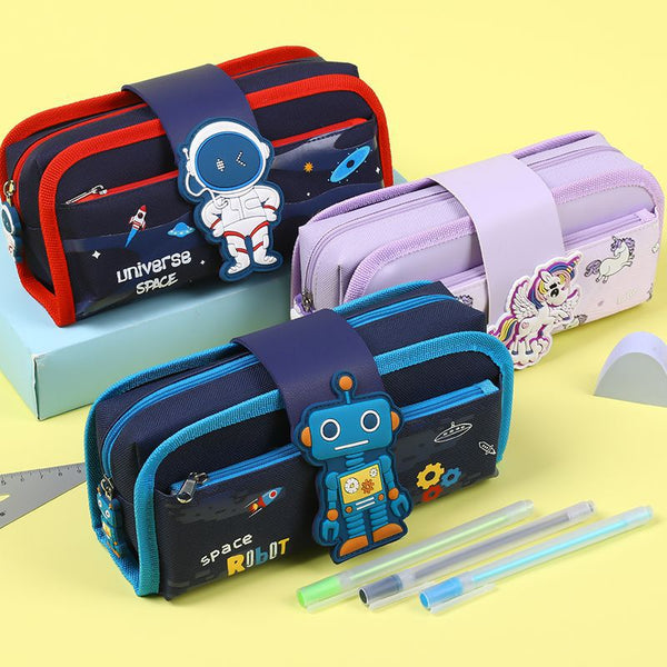 Korean Cartoon detachable pen bag large capacity kindergarten primary school students men and women canvas texture box factory direct sales