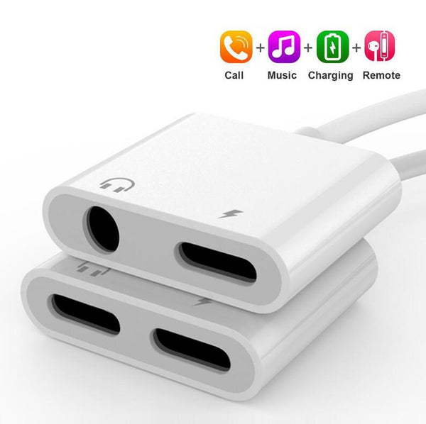 2 in 1 Audio Charge Adapter For iPhone 7 8 Plus X XS XR MAX Dual Lighting 3.5mm Jack Splitter Charger Listening Adapters