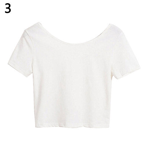 Women's Sexy Casual Solid Short Sleeve Crop Top Slim Fit Bare Midriff T-Shirt freeshipping - Etreasurs