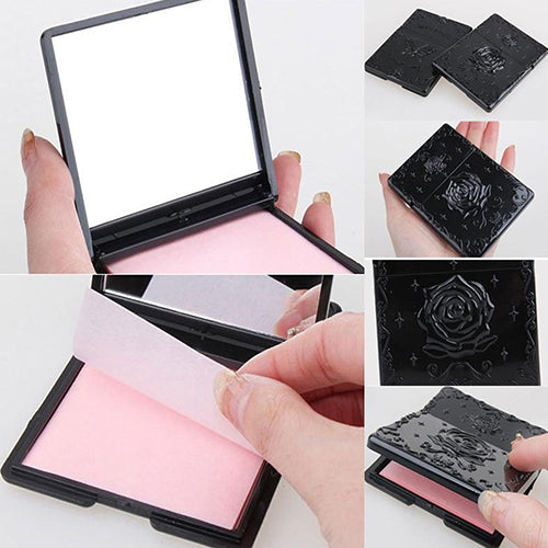 50Sheets Women's Face Oil Absorbing Paper with Mirror Case Makeup Beauty Tool freeshipping - Etreasurs