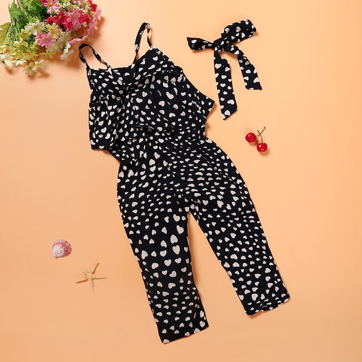 Summer Kids Girls Clothing Sets Cotton Sleeveless Polka Dot Strap Girls Jumpsuit Clothes Sets Outfits Children Suits freeshipping - Etreasurs