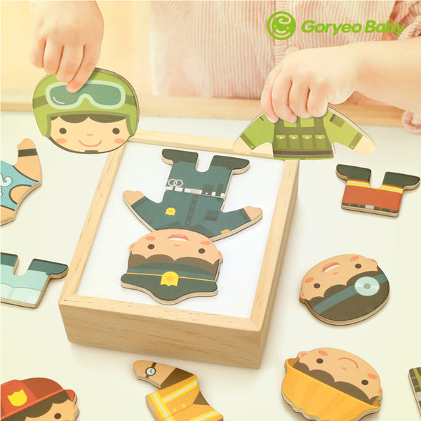 GoryeoBaby Children's Occupational Dressup Bear Dressing Puzzle Three-dimensional Puzzle Building Blocks Early Education Wooden Toys