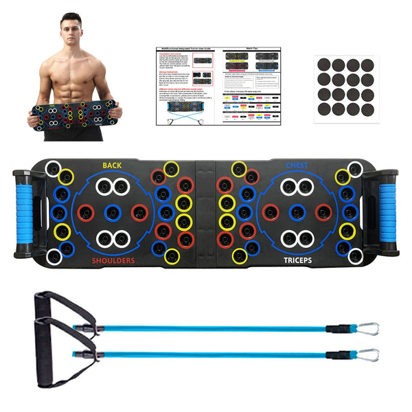 54 hole Multifunctional Training Push Up Muscle Board Foldable Push Up Board With Resistance Rope