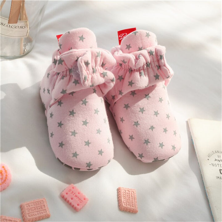 Star Print Newborn Baby Socks Shoes Boy Girl Toddler First Walkers Booties Cotton Soft Anti-slip Warm Infant Crib Shoes freeshipping - Etreasurs