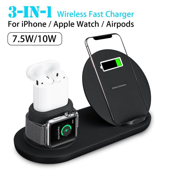 3 in1 10W Qi Wireless Charger Dock Station Fast Charging for Apple Watch 1 2 3 4 For iPhone XR XS Max For Samsung S9 For AirPods freeshipping - Etreasurs