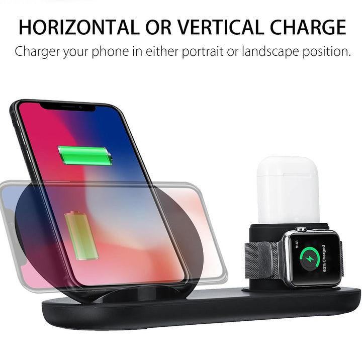3 in1 10W Qi Wireless Charger Dock Station Fast Charging for Apple Watch 1 2 3 4 For iPhone XR XS Max For Samsung S9 For AirPods freeshipping - Etreasurs