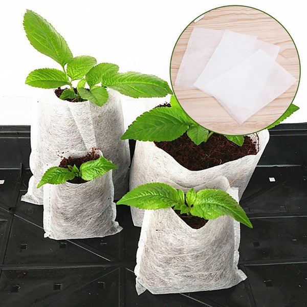 100Pcs Non-woven Fabric Nursery Pots Seedling Raising Bags Garden Plant Supplies freeshipping - Etreasurs