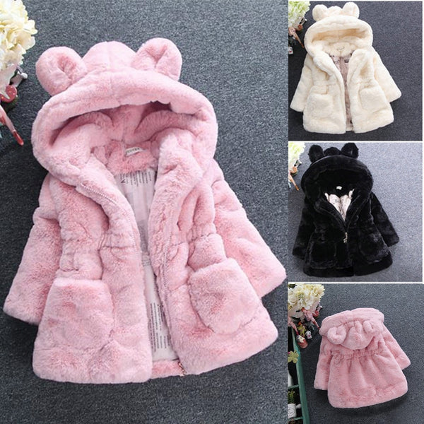 Winter Baby Girls Clothes Faux Fur Fleece Coat Pageant Warm Jacket Xmas Snowsuit 1-8Y Baby Hooded Jacket Outerwear freeshipping - Etreasurs