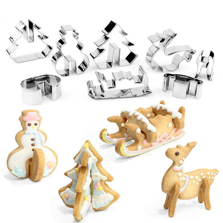 8Pcs/Set Christmas Design Stainless Steel Cookie Cutter DIY Fondant Cake Mold freeshipping - Etreasurs