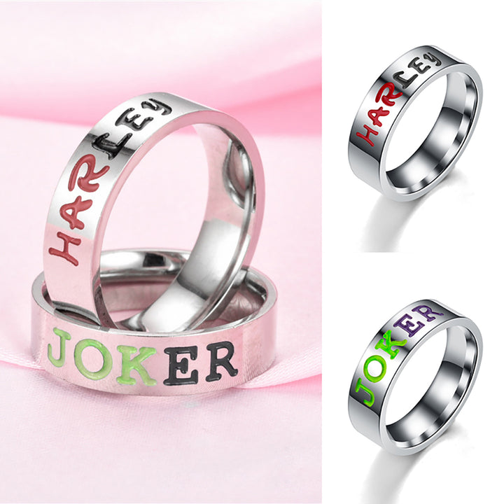 Fashion Stainless Steel Letter Carved Couple Finger Ring Jewelry Valentines Gift freeshipping - Etreasurs