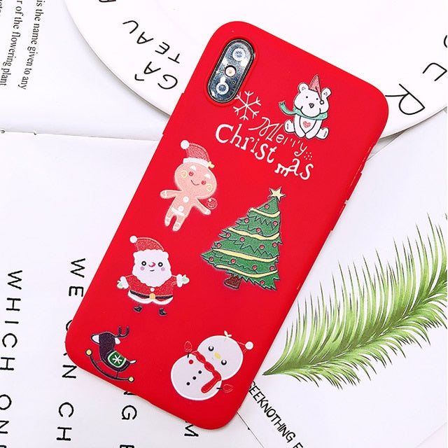 Santa Claus Phone Case For iPhone 5 S SE 6S 7 8 Plus X XR XS 11 Pro Max Cartoon Christmas Deer Snowman Soft TPU Phone Cover Case freeshipping - Etreasurs