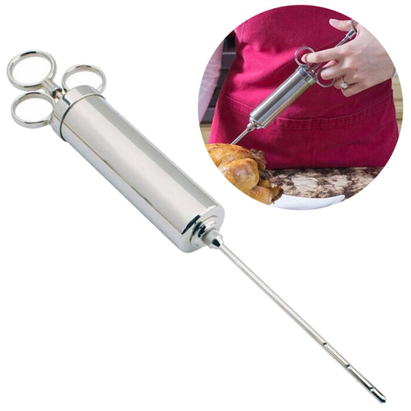 Marinade Seasoning Turkey Meat Stainless Steel Syringe Injector with 3 Needles freeshipping - Etreasurs