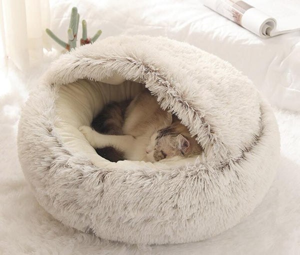 Pet Dog Cat Bed Round Plush Cat Warm Bed House Soft Long Plush Bed For Small Dogs For Cats Nest 2 In 1 Cat Bed freeshipping - Etreasurs