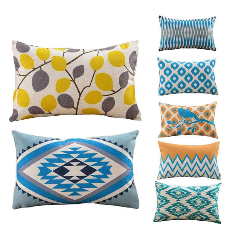 Home Bed Sofa Decor Bird Leaf Wave Geometric Print Pillow Case Cushion Cover freeshipping - Etreasurs