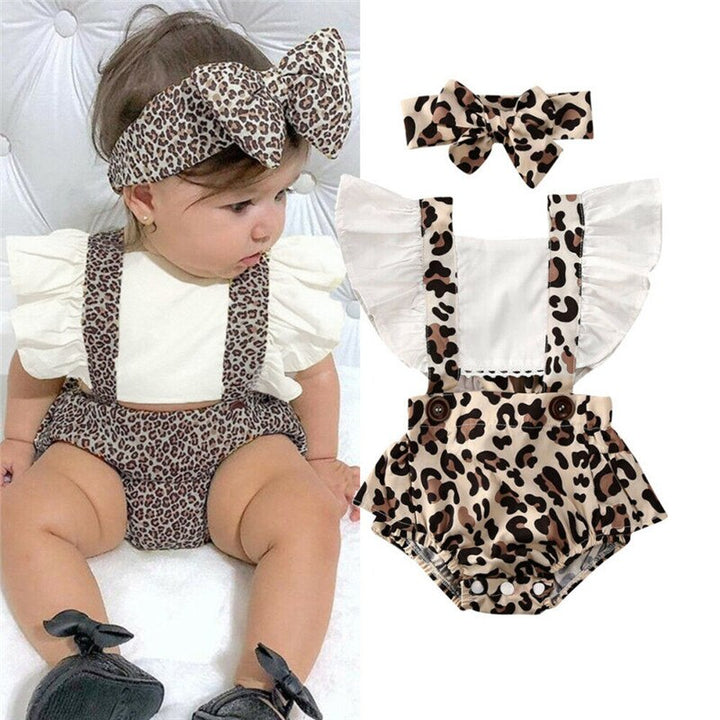 Newborn Baby Clothes Girl Ruched Leopard Print Sleeveless Baby Rompers Jumpsuit Headband Summer Casual Baby Clothes Outfits freeshipping - Etreasurs