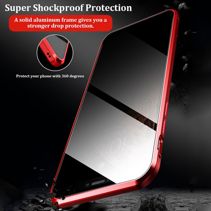 Privacy Magnetische Gehard Glas Case voor iPhone X XS MAX 8 7 Plus Anti Peep Telefoon Shell 360 Volledige Shockproof protector Clear Capa freeshipping - Etreasurs