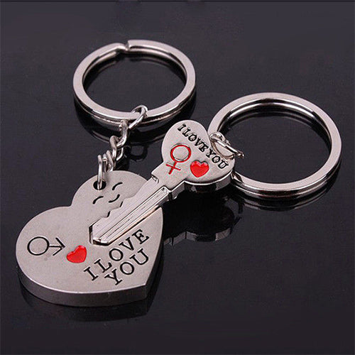 1 Pair Heart Key Shape Couple Keychain Keyring Valentine's Day Lover Gifts freeshipping - Etreasurs