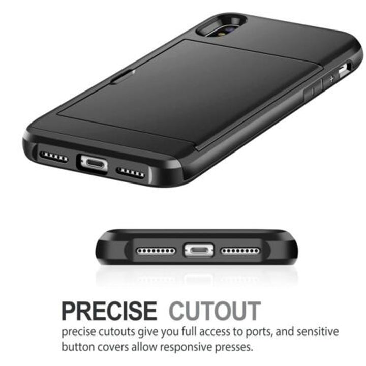 For iPhone 11 Pro Max XS X XR Case Slide Armor Wallet Card Slots Holder Cover For IPhone 7 8 6 6s Plus 5 5s TPU Shockproof Shell freeshipping - Etreasurs