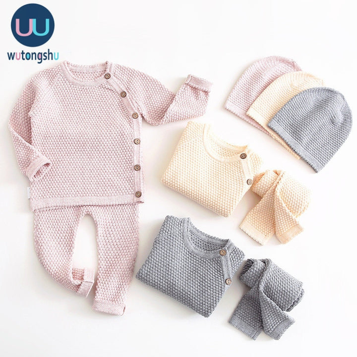 Baby Boy Girl Clothes Sets Spring Autumn Solid Newborn Baby Girl Clothing Long Sleeve Tops + Pants Outfits Casual Baby Pajamas freeshipping - Etreasurs