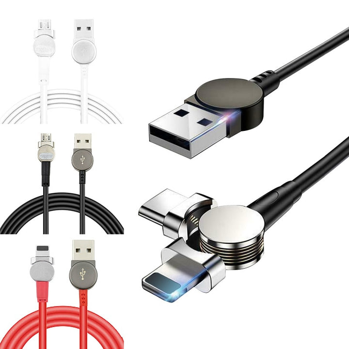 Magnetic USB Type C Cable Data Sync Nylon Braided LED Indicator Magnet Charger Cable 180 Degree Rotating Magnetic Data Line freeshipping - Etreasurs