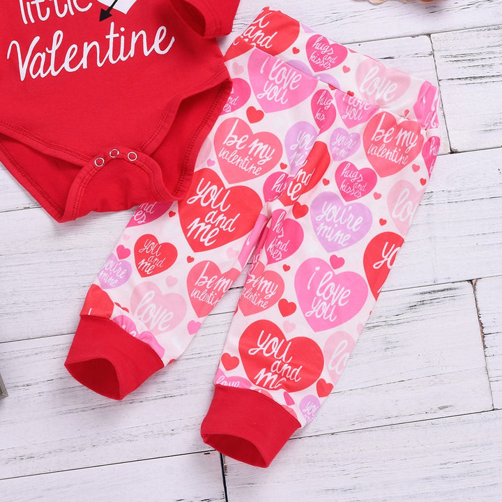 Valentine's Day Newborn Baby Boy Girl Letter Daddy's little Valentine Romper Pants Hat Set Outfits Clothes bebek giyim freeshipping - Etreasurs