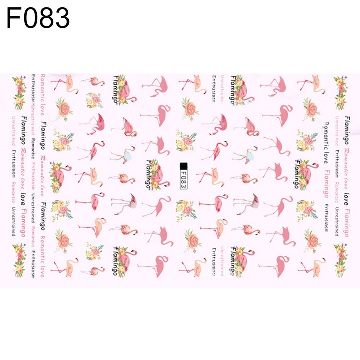 1 Sheet Cartoon Flamingo Sticker Nail Wraps Art 3D DIY Accessory Fashion Decals freeshipping - Etreasurs