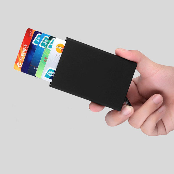 Anti Rfid Blocking Automatic Credit Card Holder Aluminum Metal Case To Protect Credit Cards Rfid Card Protection Bank Cardholder